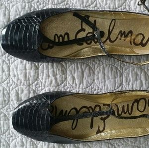 Sam Edelman snakeskin t strap flats